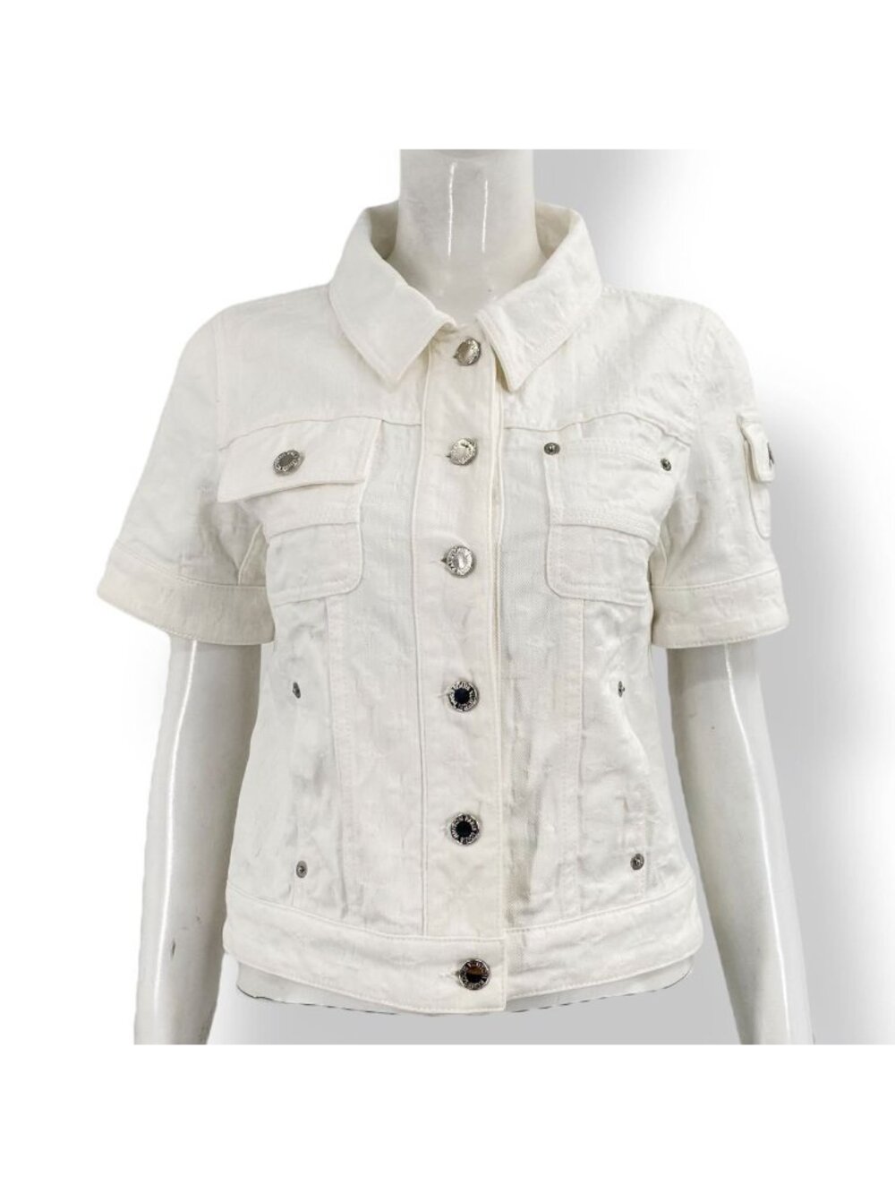 Louis Vuitton Jacket Short Sleeve Denim Monogram White
